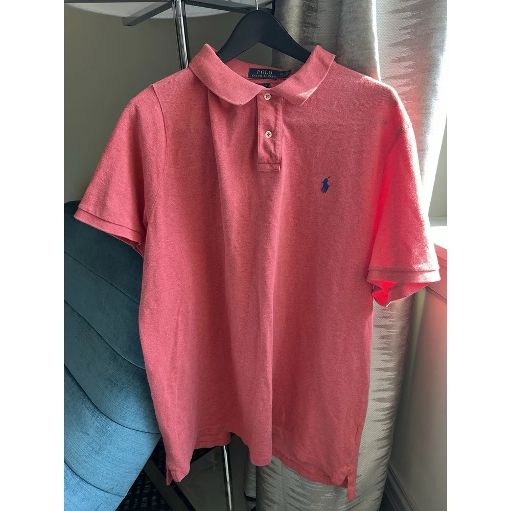 Polo Ralph Lauren XXL Classic Fit Pink with Blue Polo Player Embroidery Cotton
